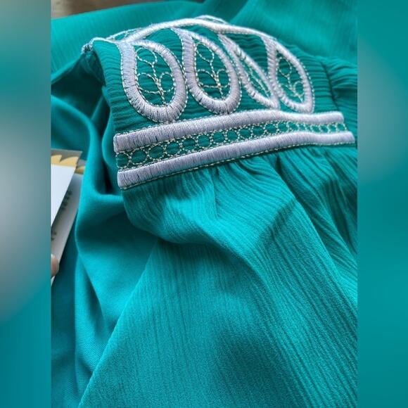 Bob Mackie NWT Embroidered Metallic Ribbed Sheer Blouse Womens 28W Plus Art Chic - Picture 5 of 11